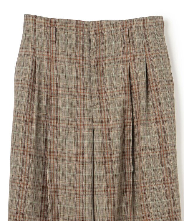 BEIGE， SELMA / チェックウールハイウエストタックパンツ Camel × Nude
