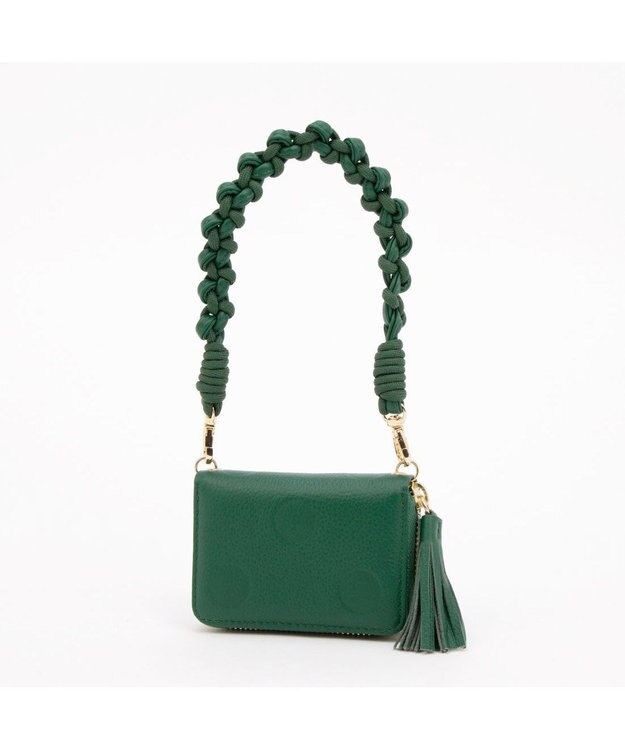 UNBILLION ペルケ perche / ドット型押し・ジャバラチャームウォレットショルダー グリーン