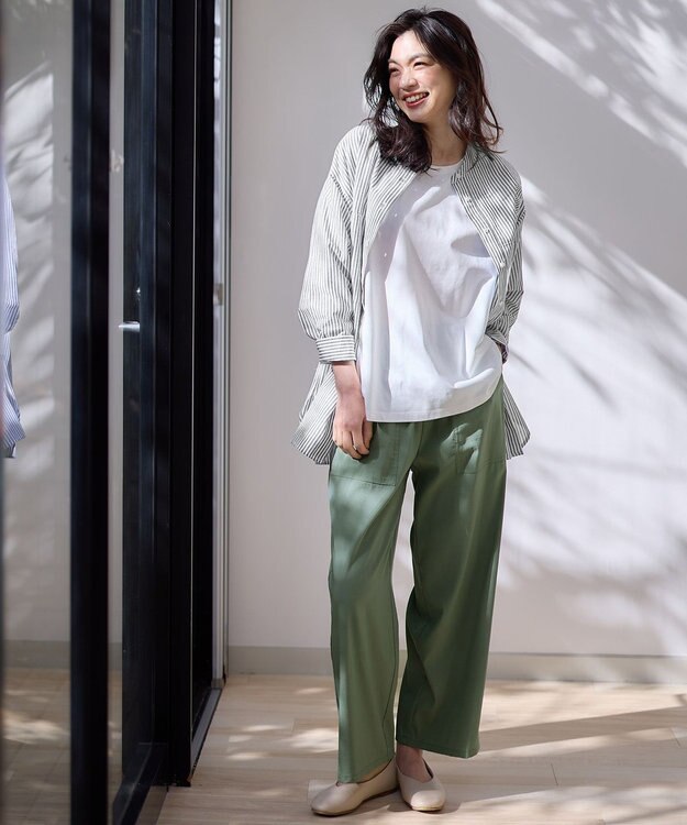 ANY コットンリネンシャツ ストライプ