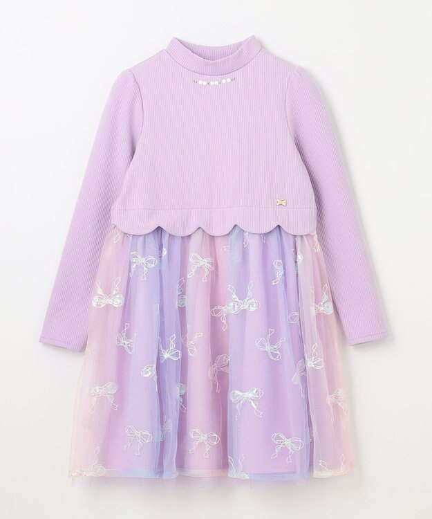 ANY KIDS ドッキングチュールワンピース ラベンダー×レインボー