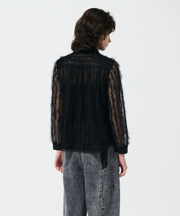 GRACE CONTINENTAL フリンジレースタイ付ブラウス ブラック