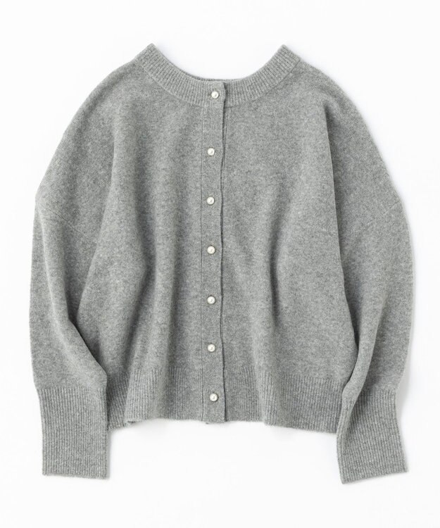 UNFILO 【新色追加/洗える】ふわふわニット パールボタンカーディガン グレー