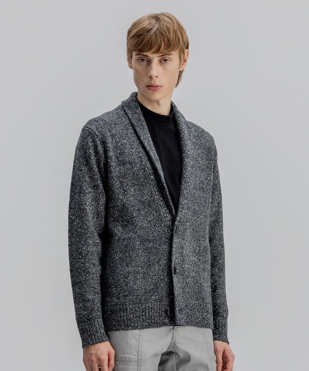 JOSEPH HOMME 【WEB・一部店舗限定】ライトヴィスコース　ショールカーディガン ブラック系