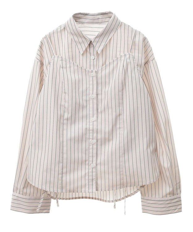 earth music&ecology Ｓｅｔ２点　ドロストショートシャツ＋キャミブラウス Beige