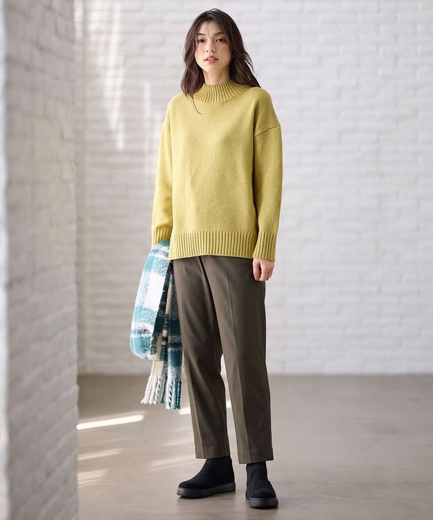 ANY L ラムウールボトルネックプルオーバー グリーン