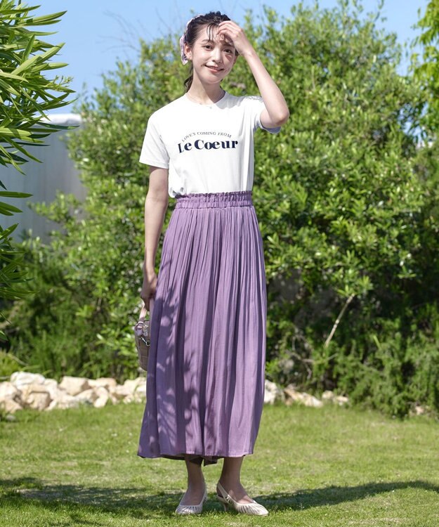 Tiaclasse 【洗える】シンプルロゴプリントTシャツ ブルー(筆記体ロゴ）