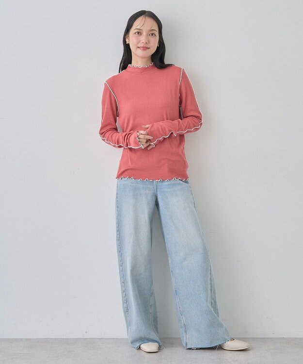 earth music&ecology メローハイネックプルオーバー Dark Pink