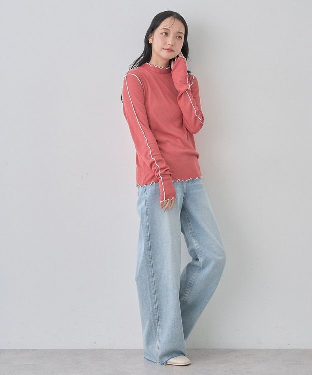 earth music&ecology メローハイネックプルオーバー Dark Pink