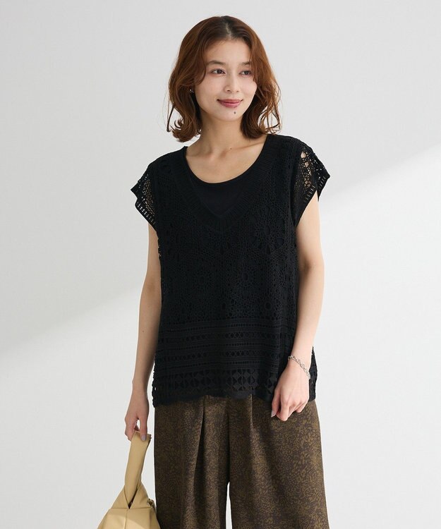 Green Parks ＳＥＴ２点クロシェプルオーバー＋タンクトップ Orange