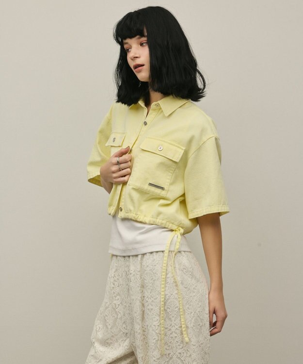 GRACE CONTINENTAL ハーフスリーブデニムシャツ イエロー