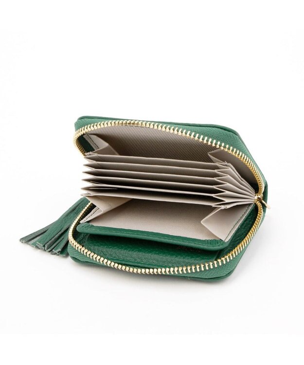 UNBILLION ペルケ perche / ドット型押し・ジャバラチャームウォレットショルダー グリーン