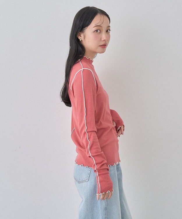 earth music&ecology メローハイネックプルオーバー Dark Pink