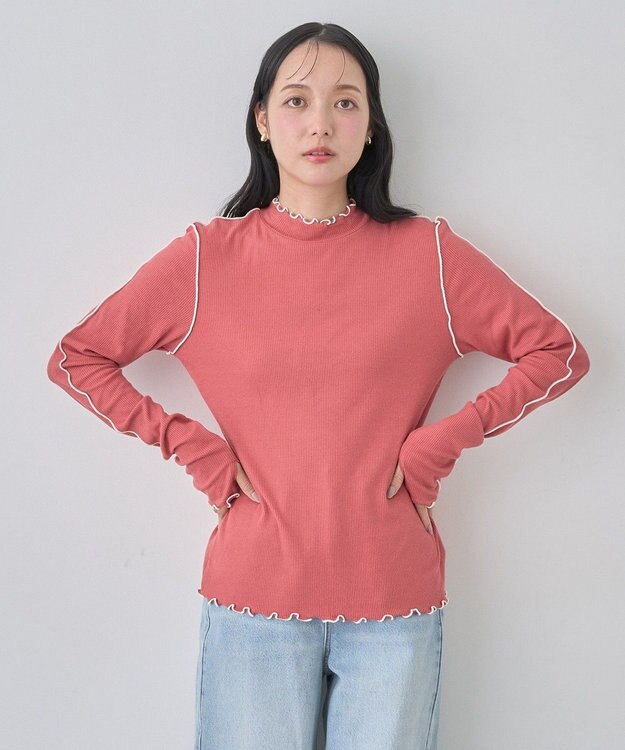 earth music&ecology メローハイネックプルオーバー Dark Pink