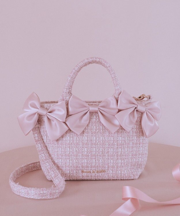 Maison de FLEUR ピンクマニアボリュームリボン2WayトートSバッグ Pink