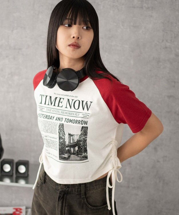 WEGO グラフィックショートサイドリボンドロストT 柄2