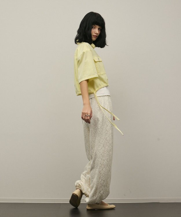 GRACE CONTINENTAL ハーフスリーブデニムシャツ イエロー