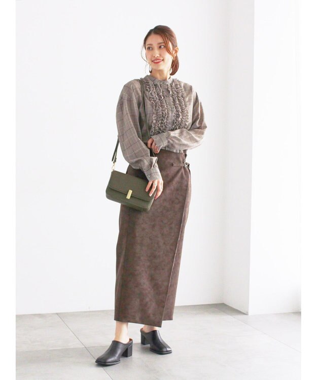 Te chichi チェックフリルブラウス ブラック