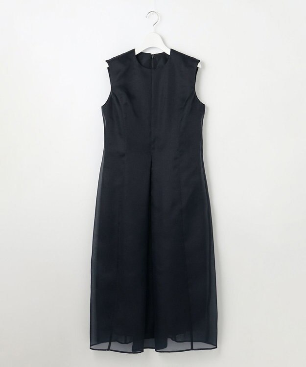 23区 S 【エステータ】シルクブレンド ライトタフタ シアーコンビ ワンピース ネイビー系