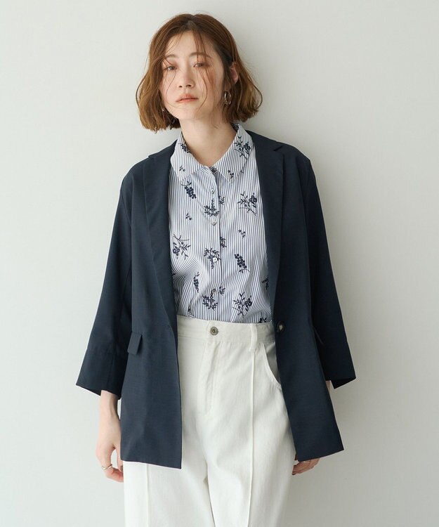 YECCA VECCA リネンライクジャケット Navy