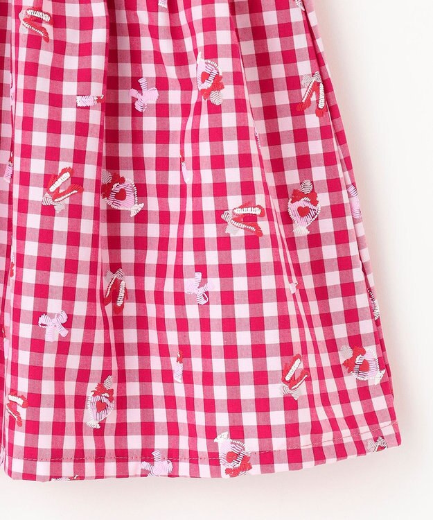 ANY KIDS ギンガム 発泡プリント スカート 赤系チェック
