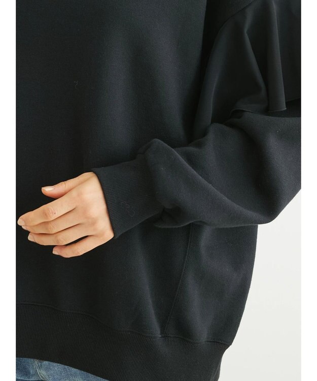 Green Parks ・ＳＵＧＡＲ　ＳＰＯＯＮ　ラッフルショルダースウェット Black