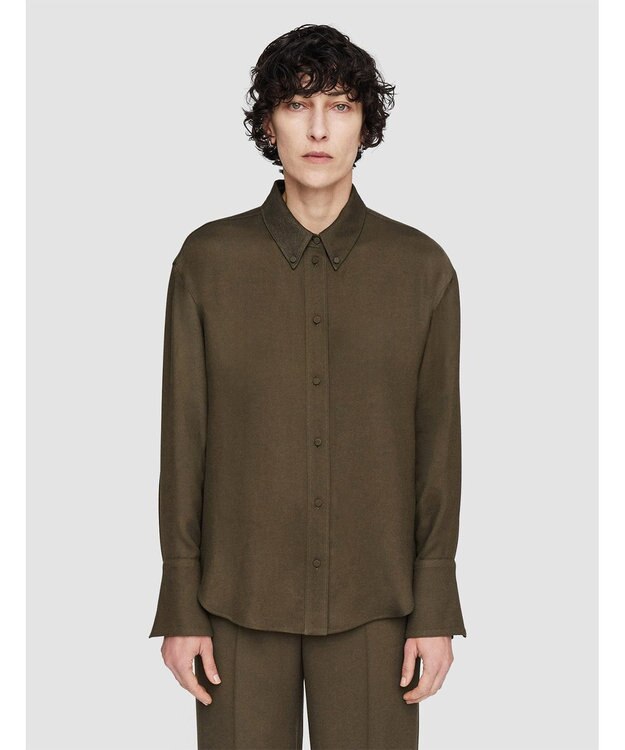 JOSEPH ビスコースツイル　ボタンダウンシャツ Hass Avocado