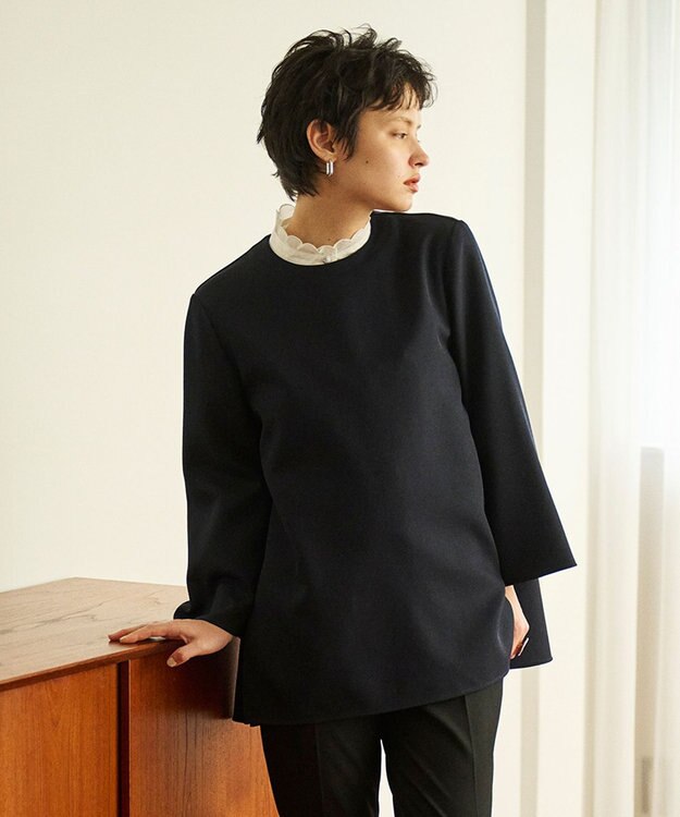 #Newans 【洗える】シアースカラップデザインブラウス ホワイト