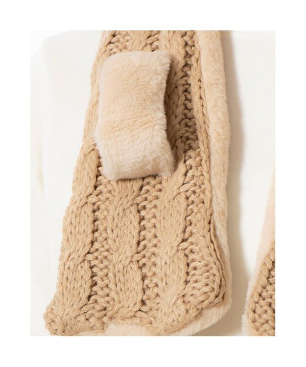 UNBILLION カシュネ cache nez / ニット×フェイクファーマフラー ベージュ