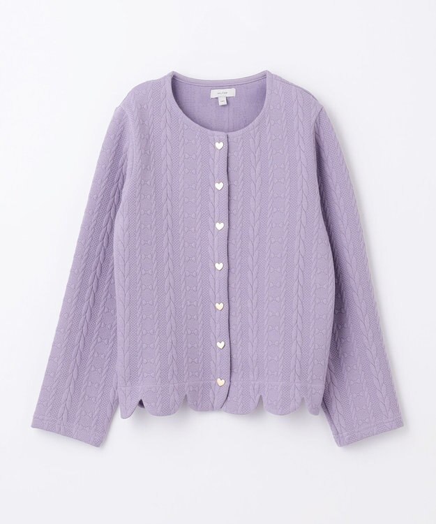 ANY KIDS ふくれ ジャガード カーディガン ラベンダー