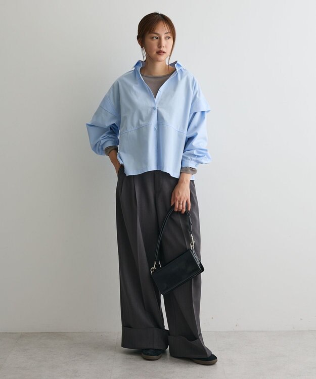 CRAFT STANDARD BOUTIQUE パネルデザインワイドシャツ Sax