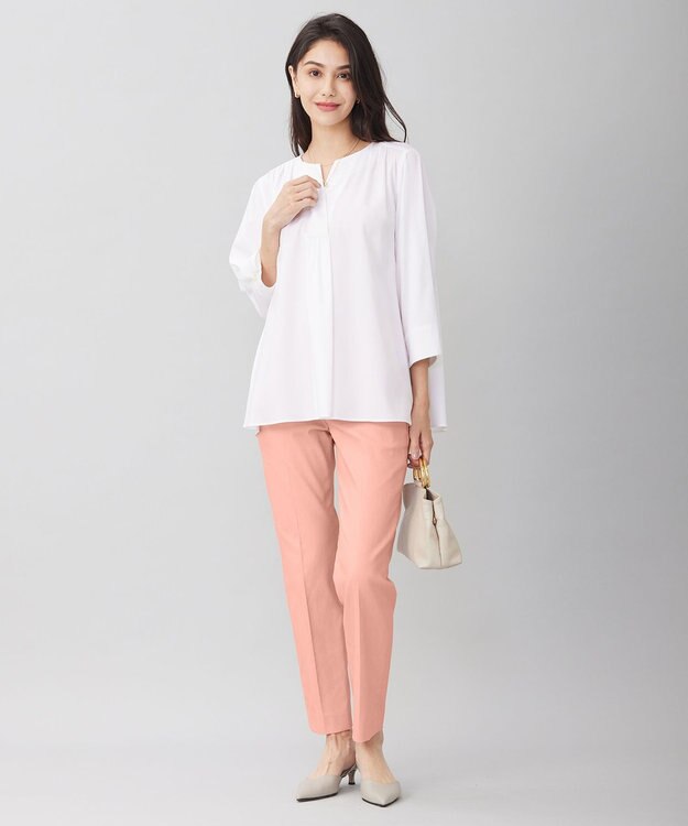 自由区 【接触冷感・UVカット・吸水速乾】シェルタリングオックステーパード パンツ ピンク