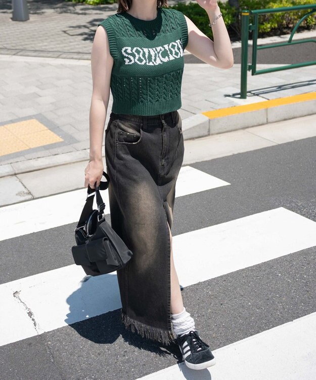 WEGO ロゴケーブルメッシュベスト グリーン