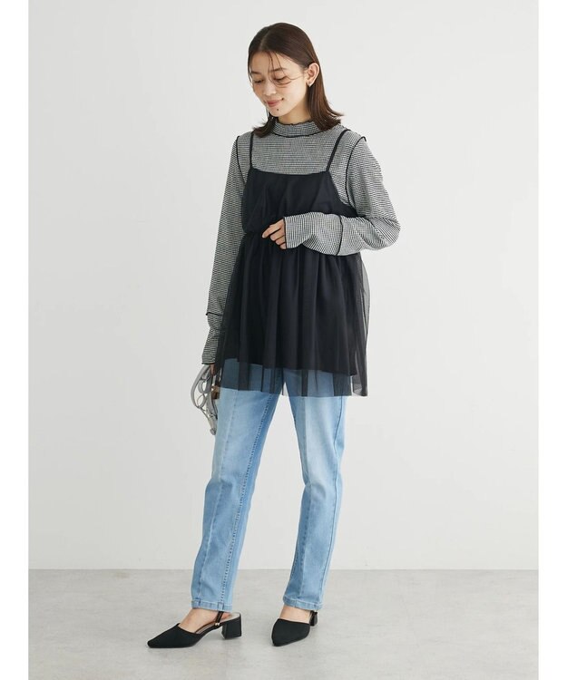 Green Parks 表面感ハイネックプルオーバー Gingham Check