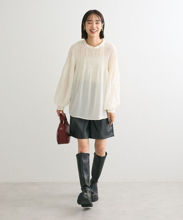 Green Parks マジョリカプリーツブラウス Ivory