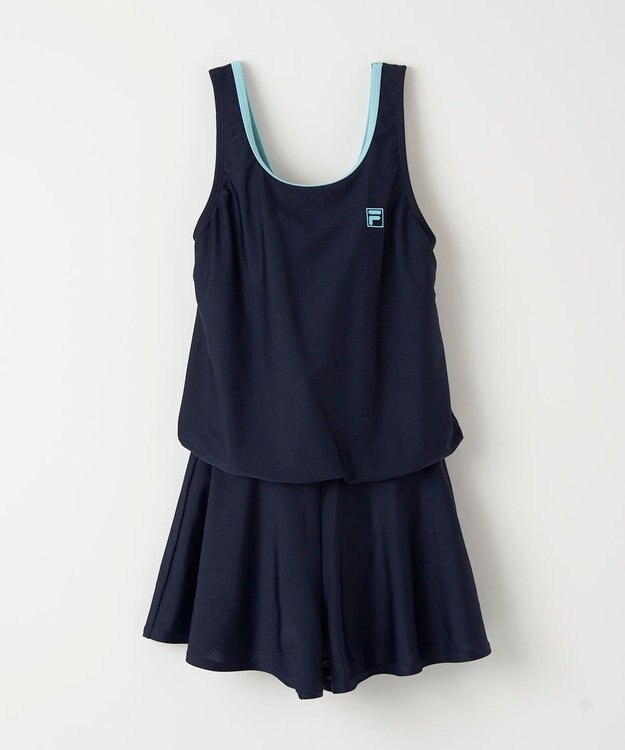 OP／FILA 【FILA】キュロットワンピース スクール水着 ネイビー×サックス