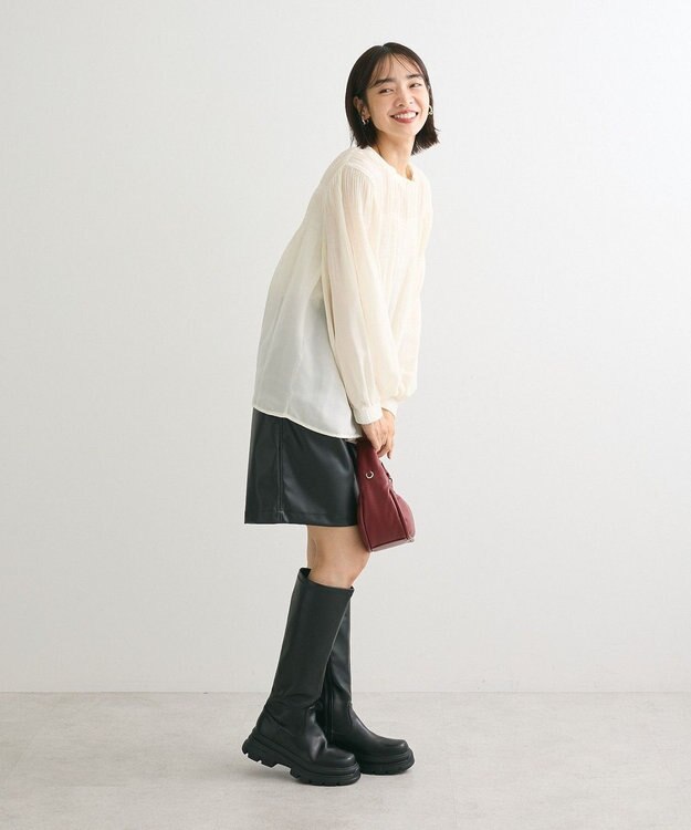 Green Parks マジョリカプリーツブラウス Ivory