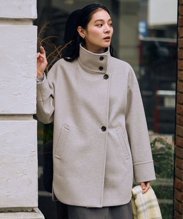 ANY L スタンドコクーンコート グレージュ