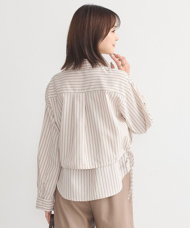 earth music&ecology Ｓｅｔ２点　ドロストショートシャツ＋キャミブラウス Beige