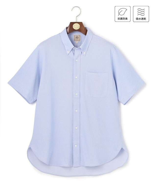 J.PRESS MEN 【KING SIZE】【吸水速乾 / 抗菌防臭 / 遮熱 / 防シワ】【J.PRESS OXFORD JERSEY】カノコインレイ半袖 シャツ / B.D. サックスブルー系
