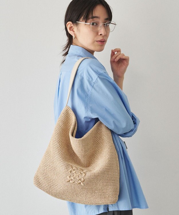 russet ナイロンラフィアワンショルダーバッグ《かごバッグ》(CE-1714) Ivory