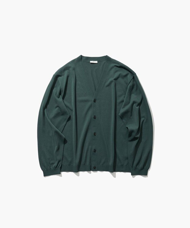 ATON FINE ICE COTTON | Vネックカーディガン - UNISEX GREEN