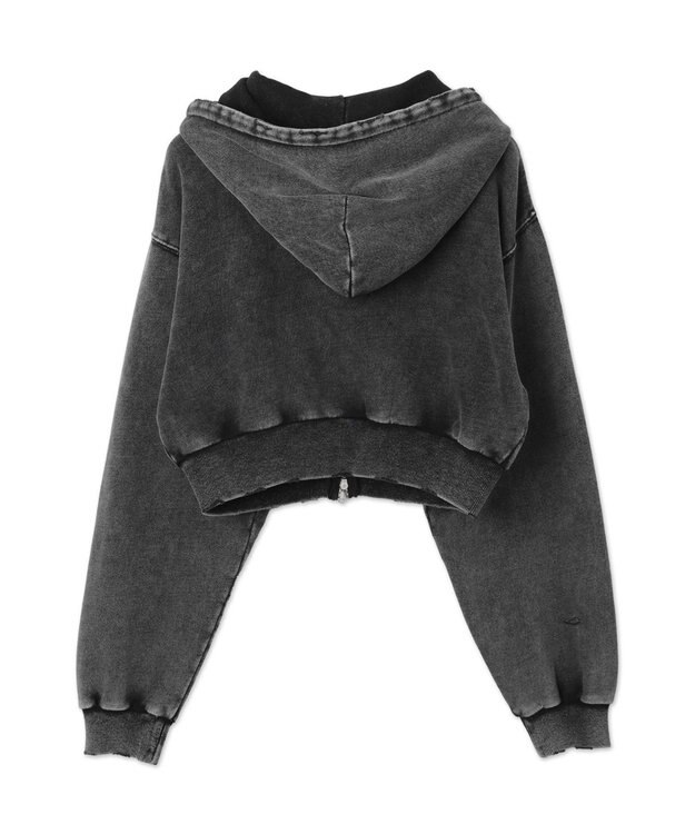 WEGO ダメージショートジップパーカー ブラック