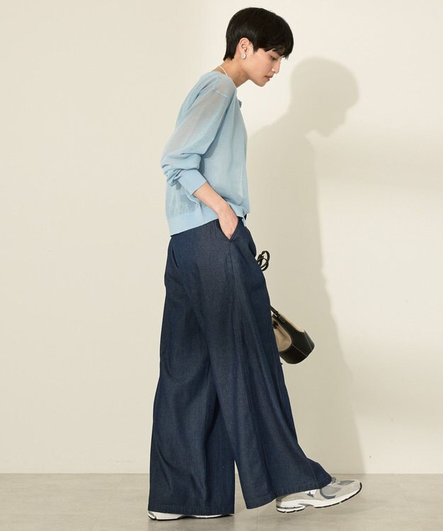 AMERICAN HOLIC シアークルーネックニットカーディガン Light Blue