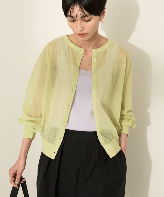 AMERICAN HOLIC シアークルーネックニットカーディガン Pistachio