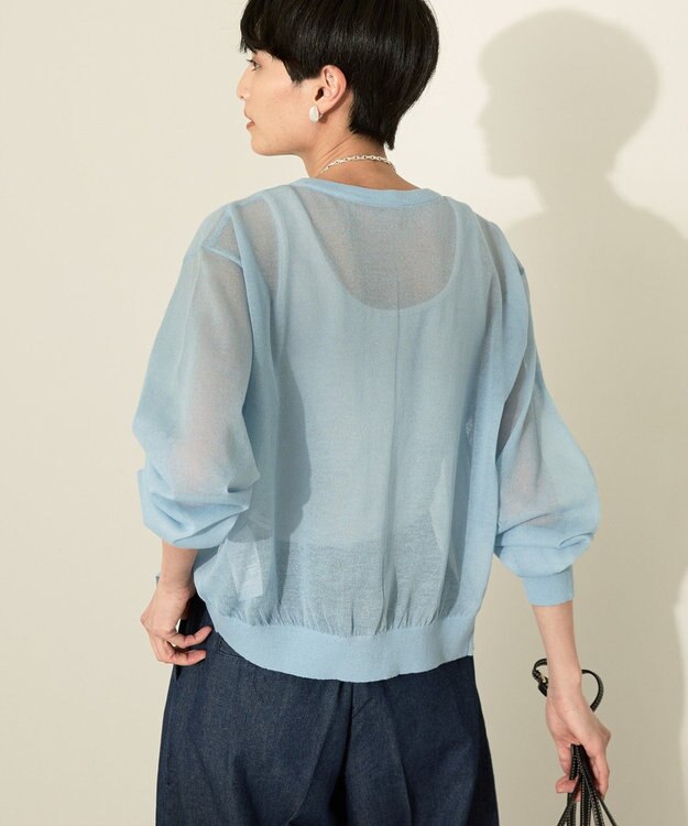 AMERICAN HOLIC シアークルーネックニットカーディガン Light Blue
