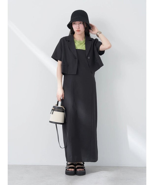 earth music&ecology リサイクルポリエステルブレンドショートシャツ Black