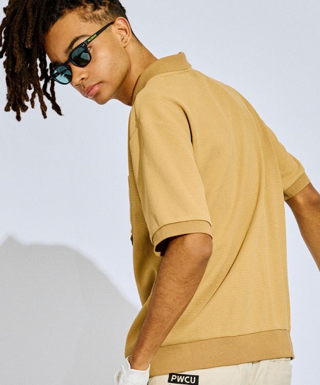 PW CIRCULUS 【GOLF OUT掲載アイテム】【MEN】ワッフルポロ ゴルフ ベージュ系