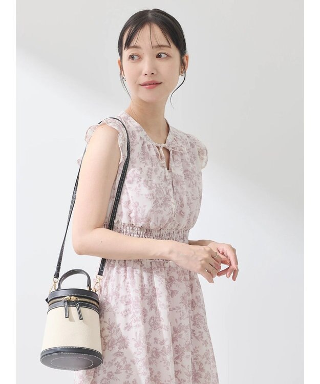 earth music&ecology ノースリ花柄ワンピース Pink Beige