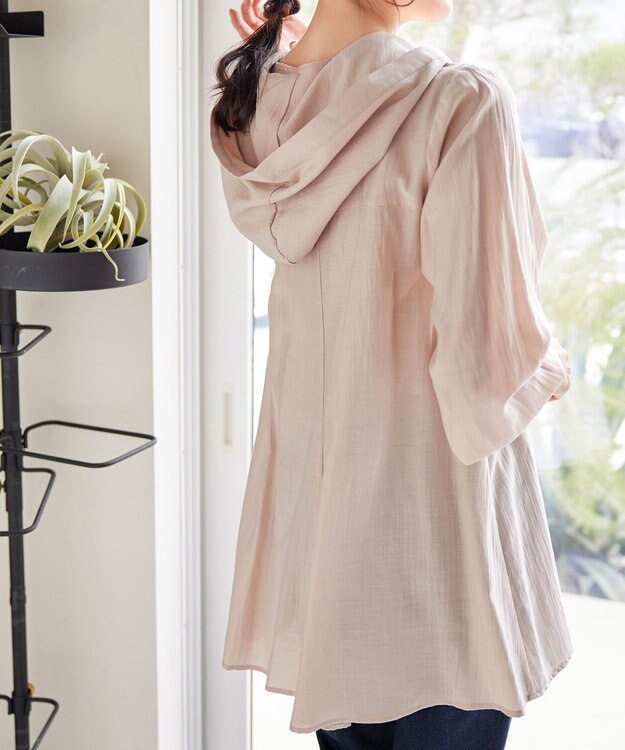 Tiaclasse L 【洗える】フード付きフレアチュニック ピンク