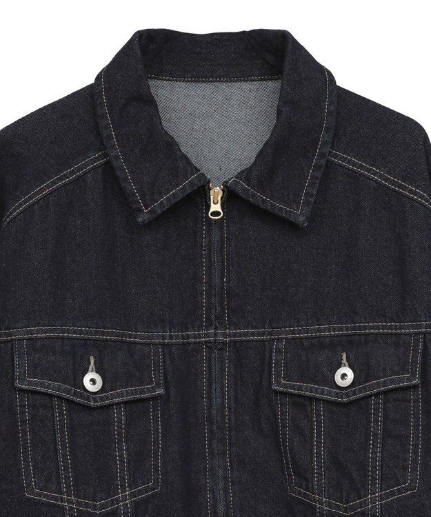 earth music&ecology ショートジップデニムジャケット Indigo
